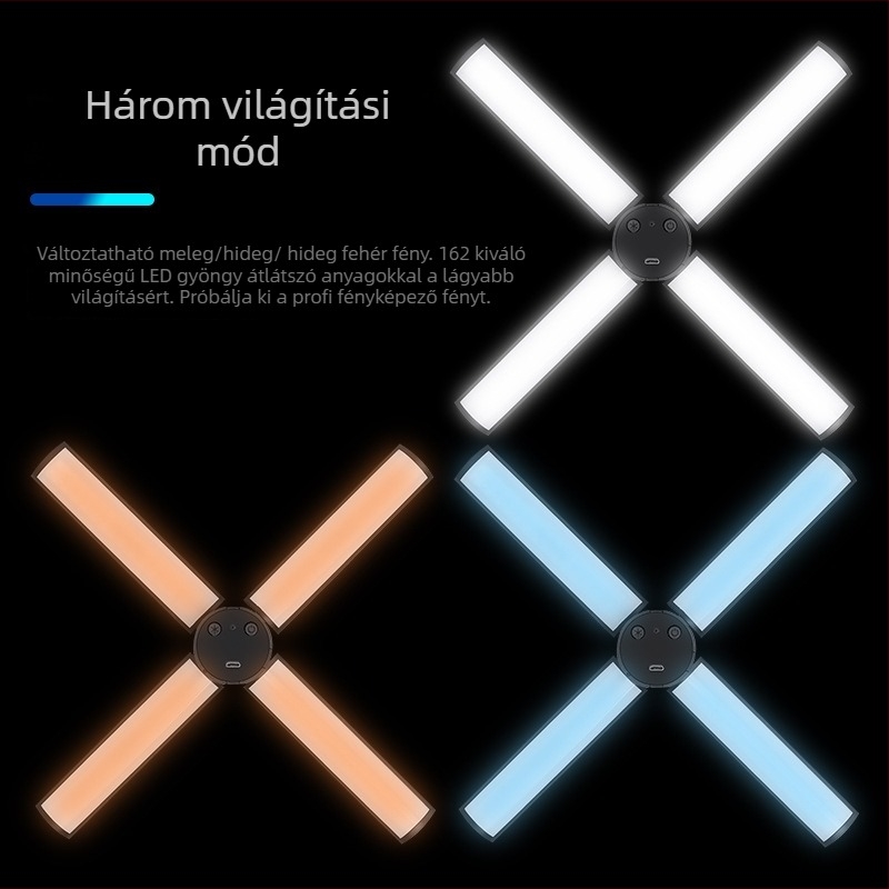 Összecsukható világítás élő közvetítéshez sminklámpával, hordozható zseblámpa, modell 6654, 10W, 5V