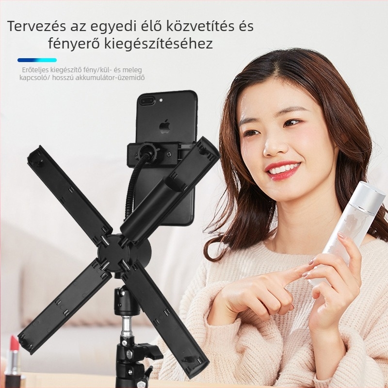 Összecsukható világítás élő közvetítéshez sminklámpával, hordozható zseblámpa, modell 6654, 10W, 5V
