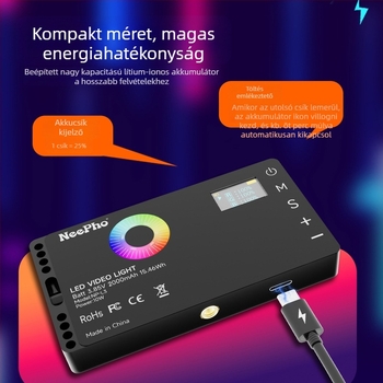 NP-L3 Mobiltelefonhoz készült kitöltő fény – hordozható, több szintű beállítás, kevesebb mint 10W, 3.7V