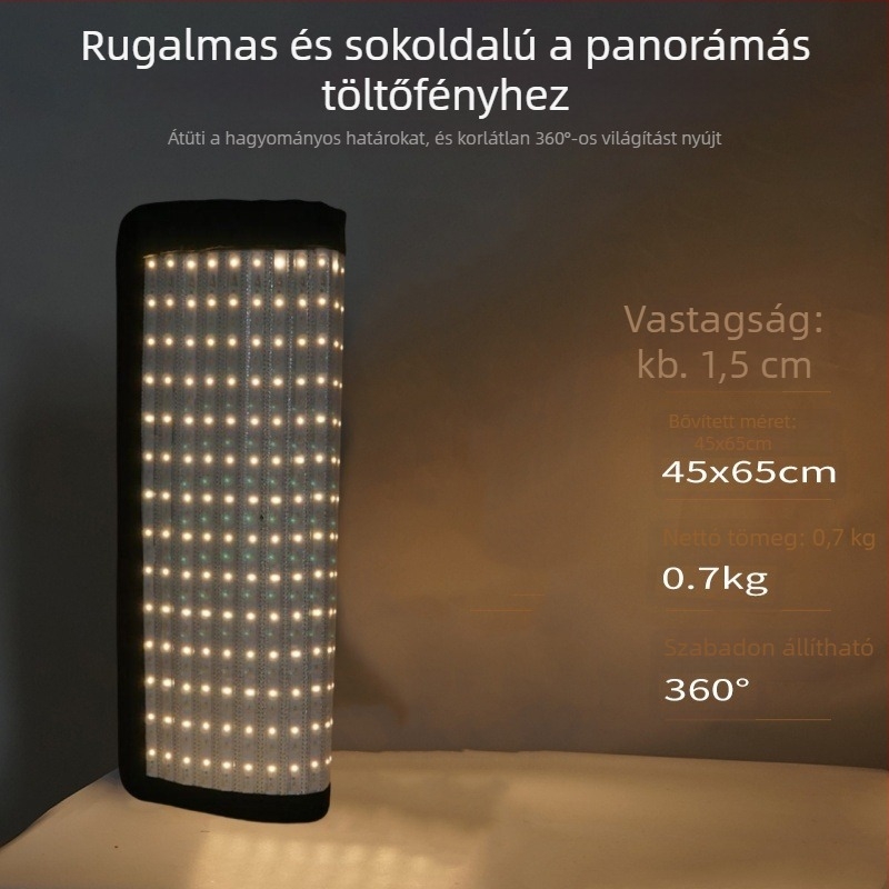 LED rugalmas világítás élő közvetítéshez és fotózáshoz — 101–150W, 220V, három színhőmérséklet, modell Roll Cloth Lamp