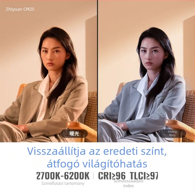 Zhiyun CM25 Fotózásához használt világítás, hordozható kézi fény, kettős színhőmérséklet, 25W, 12V