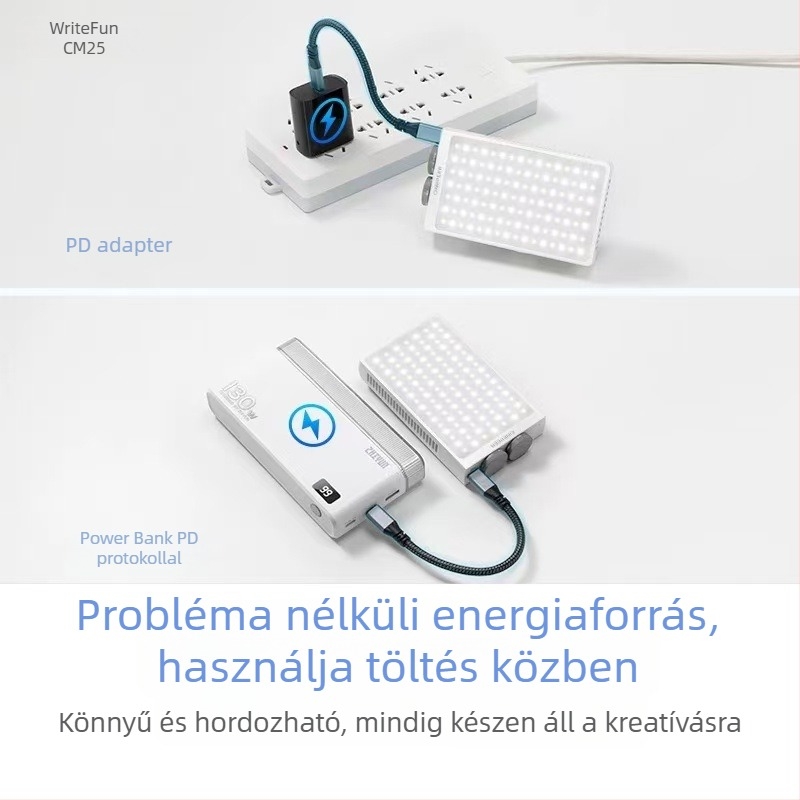 Zhiyun CM25 Fotózásához használt világítás, hordozható kézi fény, kettős színhőmérséklet, 25W, 12V