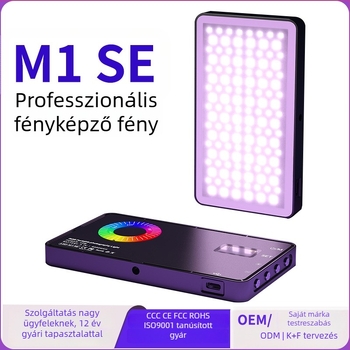 LED világítás fotózáshoz – RGB teljes színskála, szabályozható színhőmérséklet 2500–9900K, teljesítmény 10–50W, 5V, LED-M1SE modell, asztali használatra