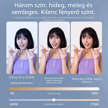 Mini kitöltő fény D6, kézi használat, 3 színhőmérséklet, teljesítmény ≤10W, 5V, fényképezéshez és élő közvetítéshez