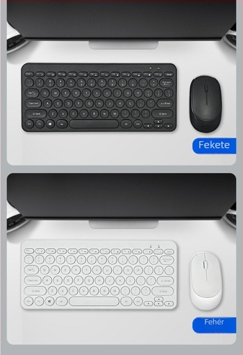 Vezeték nélküli billentyűzet és egér készlet – 78 gomb, 2,4G, modell K380, 1600dpi, mini retro kerek dizájn
