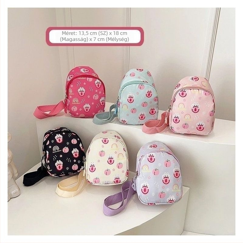 Gyerekeknek való crossbody táska, friss és édes stílus; anyag nylon, bélés poliészter, cipzáras zárás, háromdimenziós külső dizájn