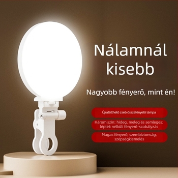 Mini LED töltőfény fotózáshoz és élő közvetítésekhez, modell F01, háromszínű LED, 3.5W, 5V, kézben tartható