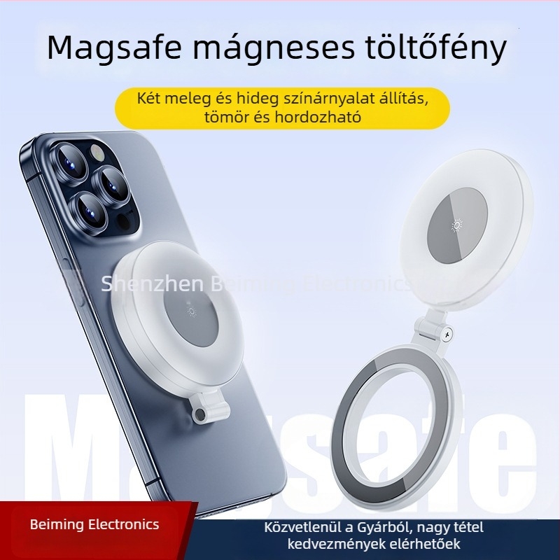 Mágneses Zsebfény – Hordozható, Összecsukható LED Fény a Telefonos Szelfihez, Külső Fotózáshoz, 3 Világítási Mód, 5V