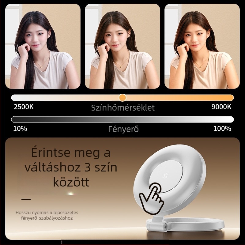 Mágneses Zsebfény – Hordozható, Összecsukható LED Fény a Telefonos Szelfihez, Külső Fotózáshoz, 3 Világítási Mód, 5V