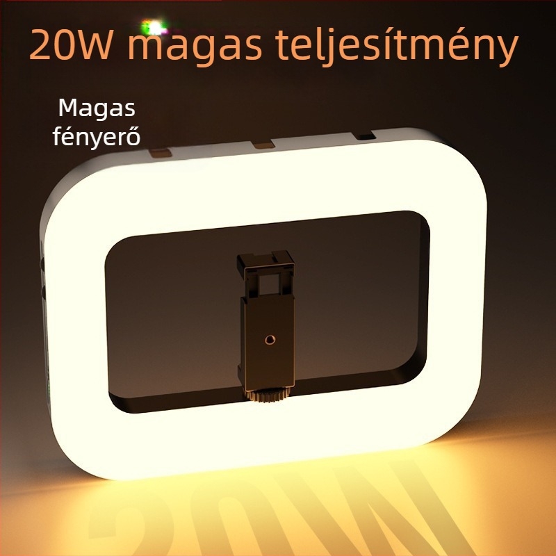 Portré fotózás és videózás körkörös fényforrás, kézi töltőlámpa, hordozható világítás állítható fényerővel, modell Zgrl-02, 20W, színhőmérséklet-állítás 2500–9900K