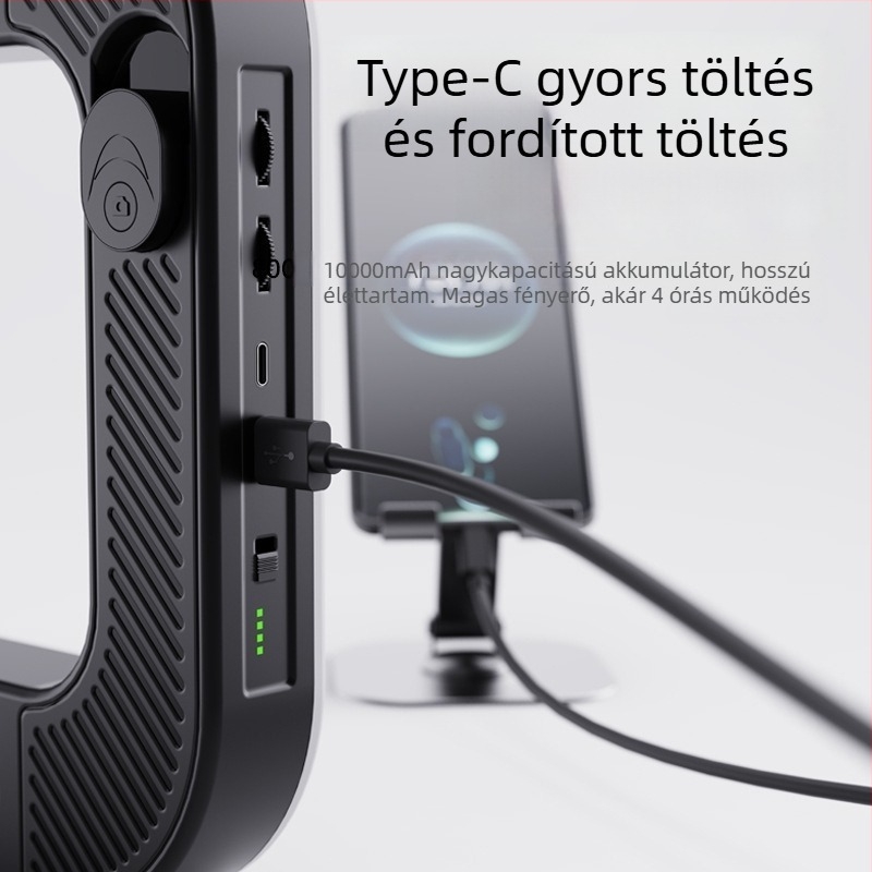 Portré fotózás és videózás körkörös fényforrás, kézi töltőlámpa, hordozható világítás állítható fényerővel, modell Zgrl-02, 20W, színhőmérséklet-állítás 2500–9900K