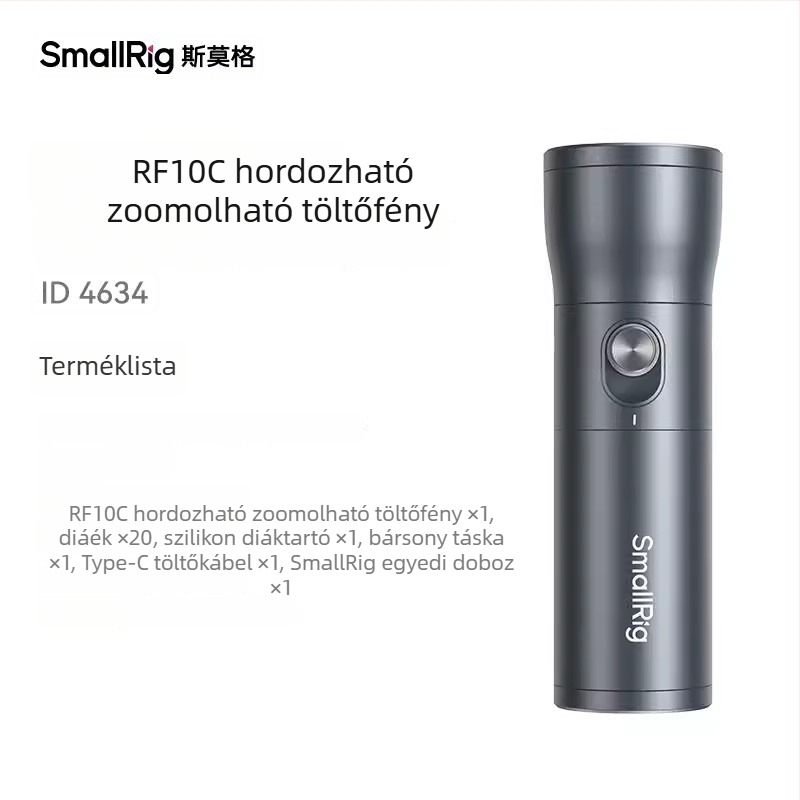 SmallRig LED töltőfény, hordozható kézi 10W, állítható színhőmérséklet 2500–9900K, modell 4634, 5V/2A