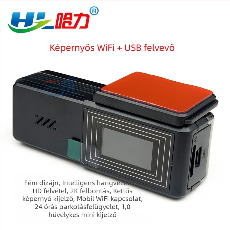 USB rejtett autós dashcam Wi‑Fi-vel, 1080p éjszakai felvétel és 24 órás parkolófigyelés