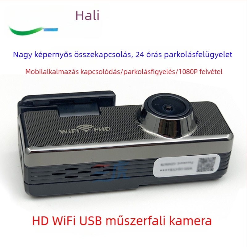 USB rejtett autós dashcam Wi‑Fi-vel, 1080p éjszakai felvétel és 24 órás parkolófigyelés