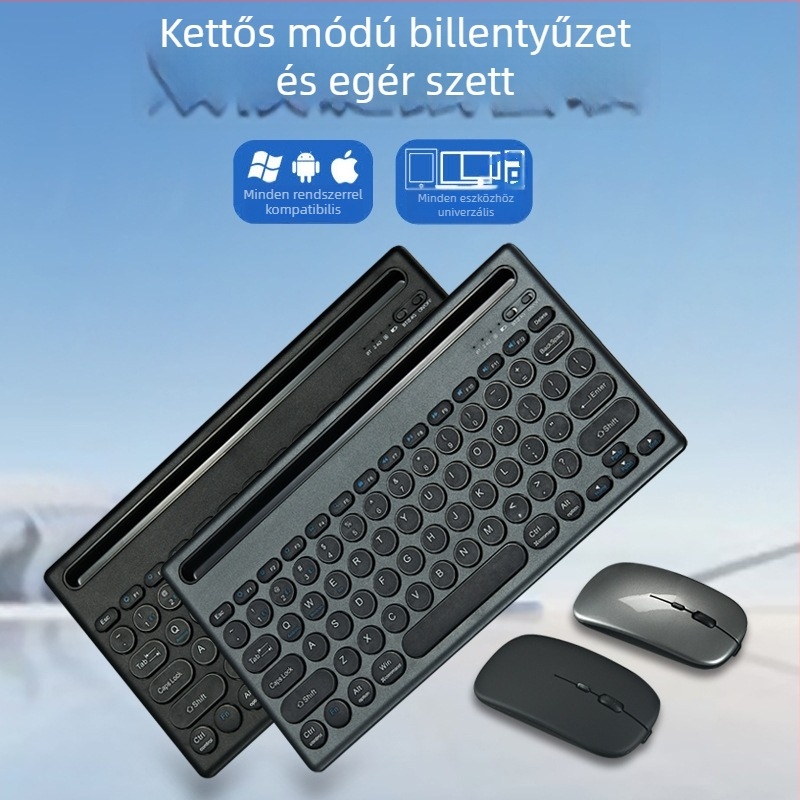 K1000 vezeték nélküli billentyűzet és egér készlet – Bluetooth és 2.4G kettős üzemmód, 100 billentyű, kompatibil notebook, tablet, asztali számítógép és okostelefon