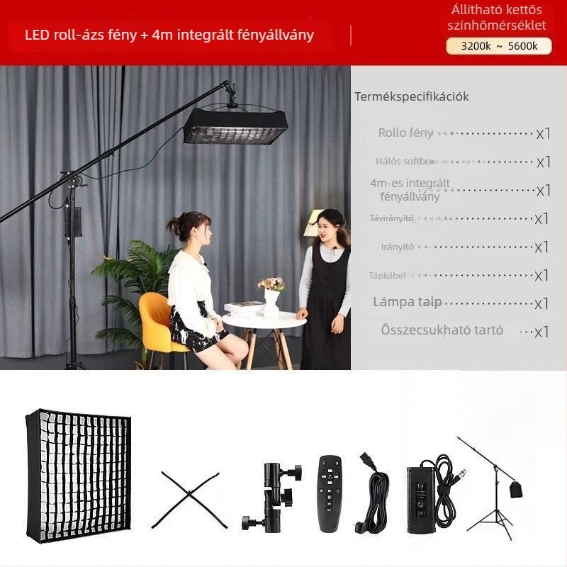 LED stúdió világítás kettős színhőmérséklettel, 150W, 220V