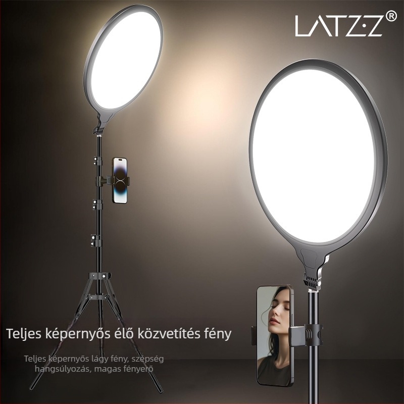LATZZ Élő közvetítéshez töltő fény – Asztali atmoszférikus világítás, 10–50W, 220V, Három színhőmérséklet, Élő fotózáshoz