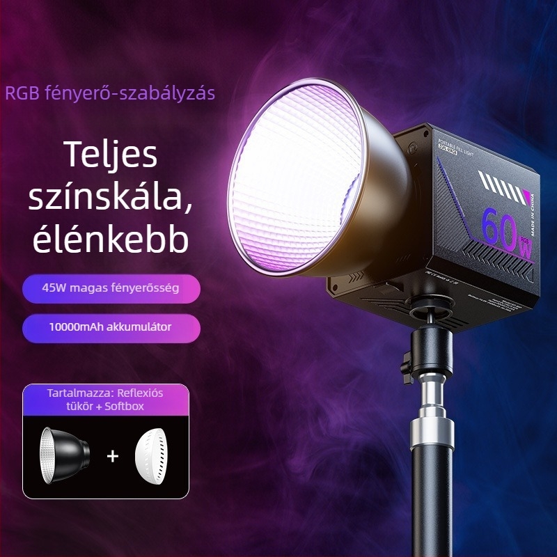 Fotós világítás, hordozható kézi töltőfény kültéri felvételekhez, modell Zgrl-60, 60W, 220V