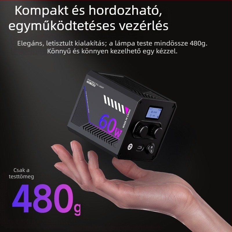 Fotós világítás, hordozható kézi töltőfény kültéri felvételekhez, modell Zgrl-60, 60W, 220V