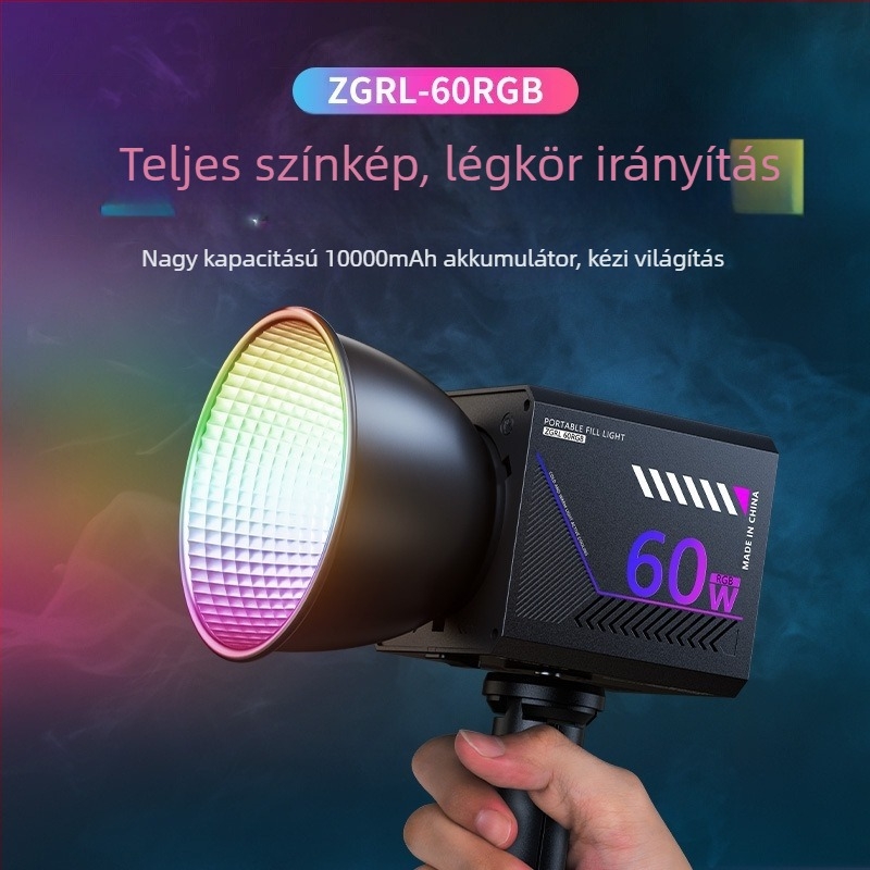 Fotós világítás, hordozható kézi töltőfény kültéri felvételekhez, modell Zgrl-60, 60W, 220V
