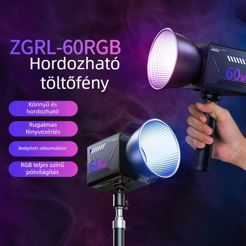 Fotós világítás, hordozható kézi töltőfény kültéri felvételekhez, modell Zgrl-60, 60W, 220V