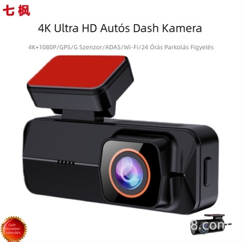 Kettős 4K autós dash cam előre-hátra kamerákkal, Wi-Fi, GPS nyomkövetés, ADAS riasztás, parkolásfigyelés, 150° látómező, 3,5 hüvelykes kijelző