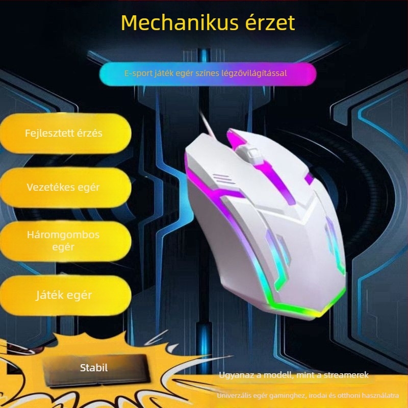Optikai USB egér, vezetékkel, 2 gombos