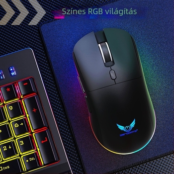 Vezeték nélküli egér kettős móddal 2.4G és Bluetooth, 1600 DPI, 6 gomb, USB interfész, újratölthető és ergonomikus