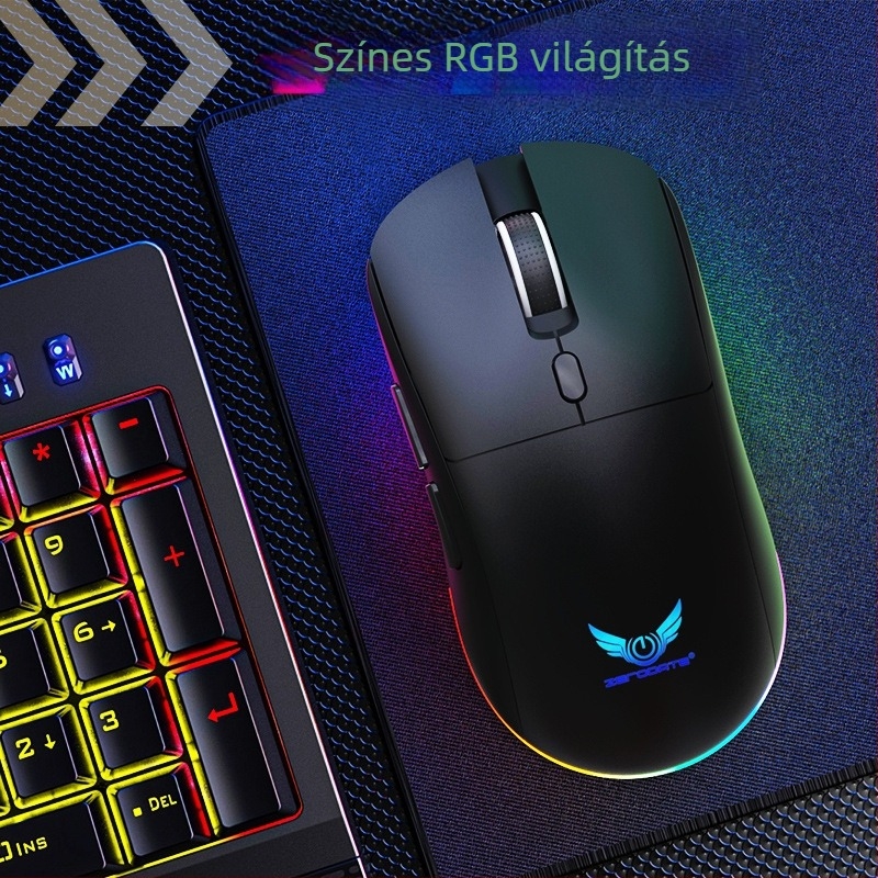 Vezeték nélküli egér kettős móddal 2.4G és Bluetooth, 1600 DPI, 6 gomb, USB interfész, újratölthető és ergonomikus