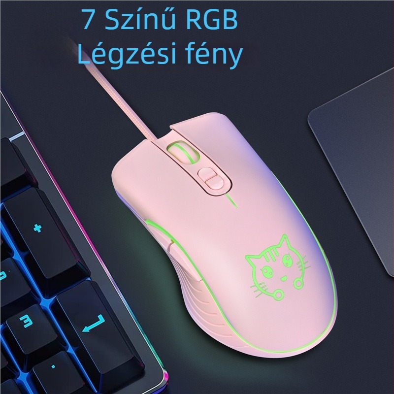 LUNA vezetékes játékmouse, USB interfész, 2400 DPI optikai szenzor, 6 gomb, 4 DPI-szint