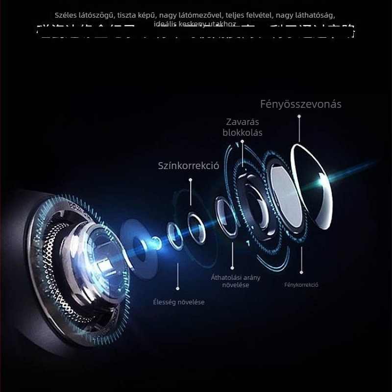 Autó dash kamera 360° panoráma felvétellel és éjjellátással, elülső, hátsó, bal és jobb kamera, 1080p, 1,5 GB memória, kijelző nélkül