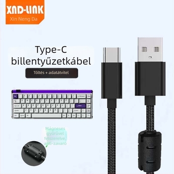 otmagos paracord billentyűzet töltőkábel USB Type-C USB, oxigénmentes réz, puha vezeték