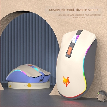 Vezeték nélküli halk optikai egér – kettős üzemmód 2.4G/Bluetooth, 3200 DPI, 6 gomb, 4‑irányú görgő, újratölthető