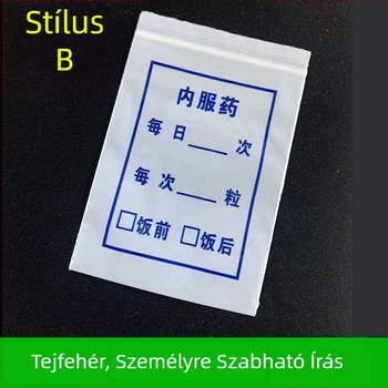 Egyszer használatos PE gyógyszeres tasak szájon át szedhető gyógyszerekhez – Bowposts márkájú, önzáró belső gyógyszerzacskó, klinikák és gyógyszertárak számára; anyag: új anyag; zárási hossz: 1,2 cm
