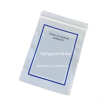 Egyszer használatos PE gyógyszeres tasak szájon át szedhető gyógyszerekhez – Bowposts márkájú, önzáró belső gyógyszerzacskó, klinikák és gyógyszertárak számára; anyag: új anyag; zárási hossz: 1,2 cm