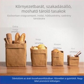 Asztali sminkecset szervező táska kraft papírból, mosható, négyzet alakú, varrott (Anyag: környezetbarát mosható kraft papír; Forma: négyzet alak; Gyártás: varrás; Napi termelés: 1000)