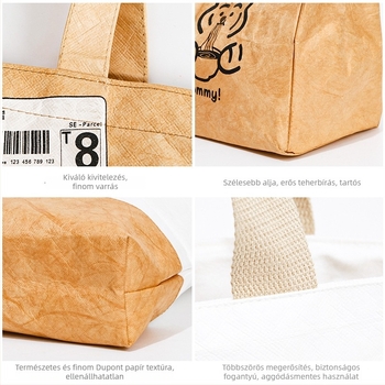 DuPont papírzacskó egyedi logóval — UV nyomtatás, vízszintes forma, Dupont papír anyag