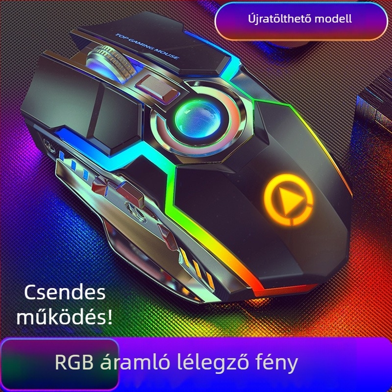 Vezeték nélküli játék egér 1600 DPI-vel, 7 gombbal, 2,4 GHz USB vevővel