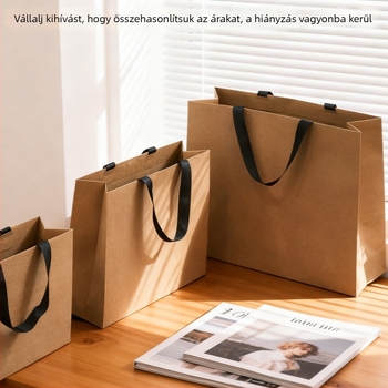 Kraft papír ajándék táska ruházati csomagoláshoz, domborított felülettel és logónyomtatással
