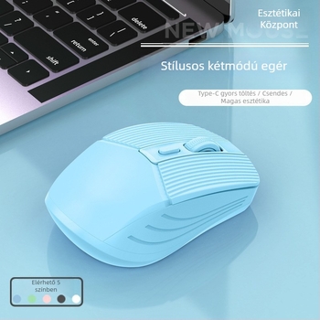 Vezeték nélküli egér duális töltési móddal – 2.4G/Bluetooth, 1600 DPI, USB interfész, 4 gomb