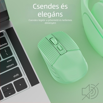 Vezeték nélküli egér duális töltési móddal – 2.4G/Bluetooth, 1600 DPI, USB interfész, 4 gomb
