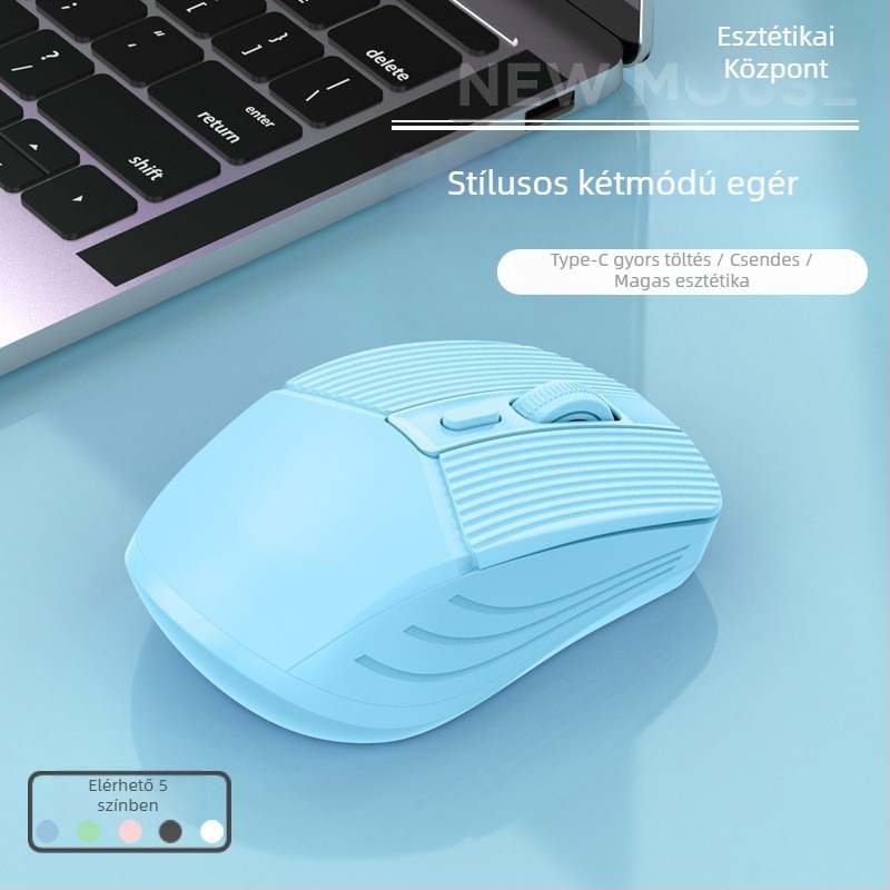 Vezeték nélküli egér duális töltési móddal – 2.4G/Bluetooth, 1600 DPI, USB interfész, 4 gomb