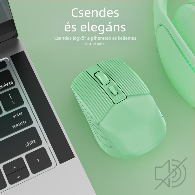 Vezeték nélküli egér duális töltési móddal – 2.4G/Bluetooth, 1600 DPI, USB interfész, 4 gomb