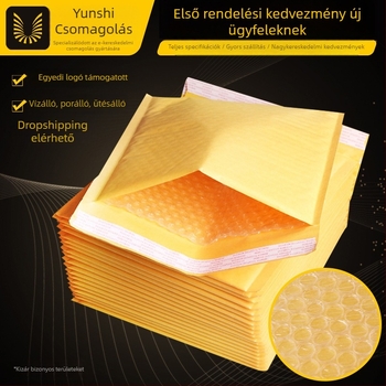 Kraft papírból készült buborékos küldeményes táska — zárás 4 cm, ofszet nyomtatás, PE műanyag