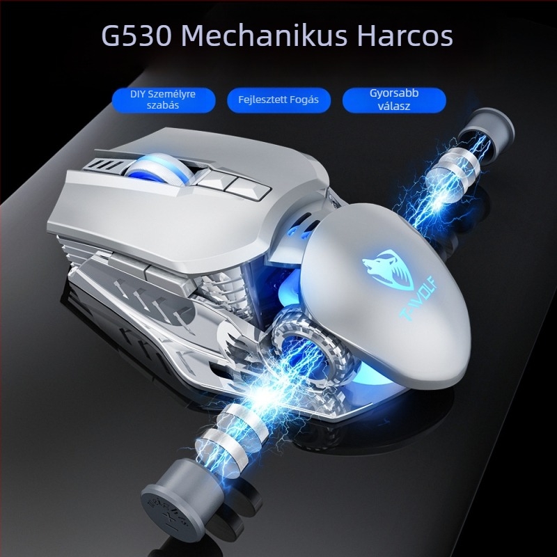 G530 optikai USB gaming egér, 6400 DPI, 6 gomb, kábeles, állítható DPI (4 szint), ergonómikus
