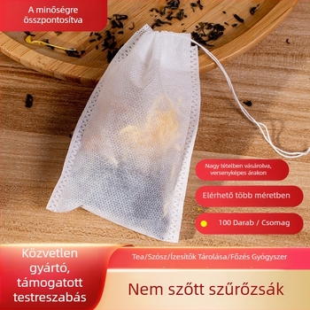 Eldobható teazsák zsinóros zárással – nem-szövött szűrőzsák teához, fűszerekhez, kínai medicina dekokciókhoz és lábfürdőkhöz