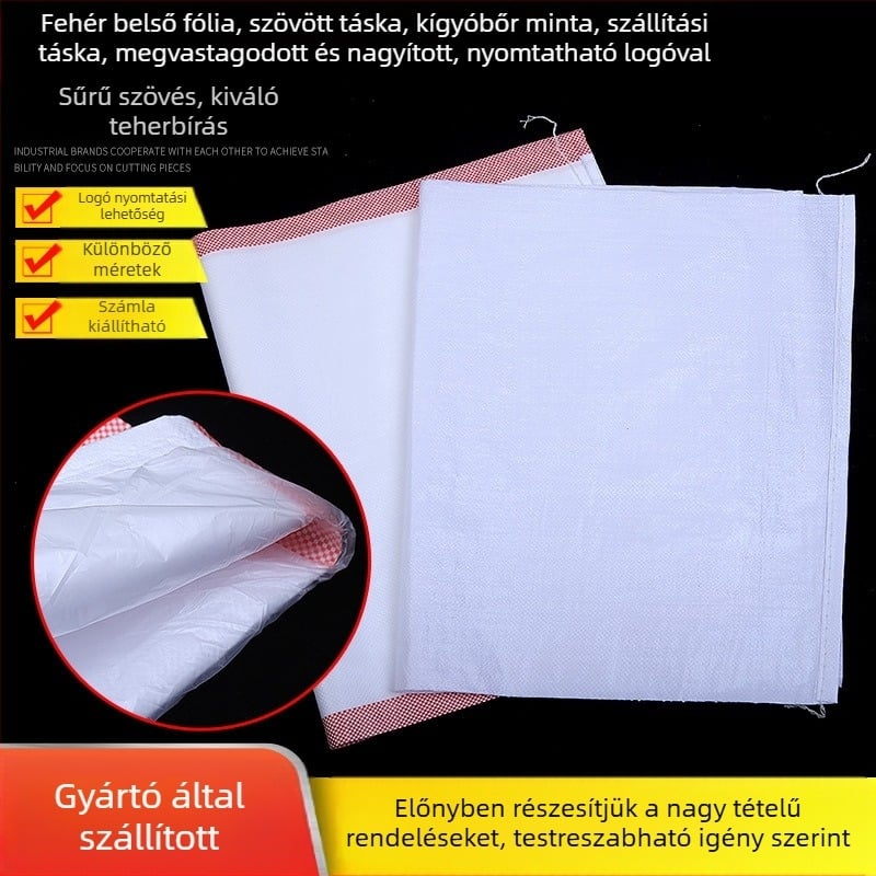 Műanyag szövött zsák logónyomással és kígyóbőr mintával, teherbírás 1-50