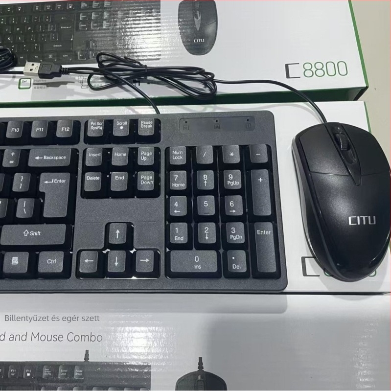 Prickly rabbit C8800 USB vezetékes billentyűzet és egér készlet, 1000 DPI, ergonomikus dizájn, 1,3 m kábel