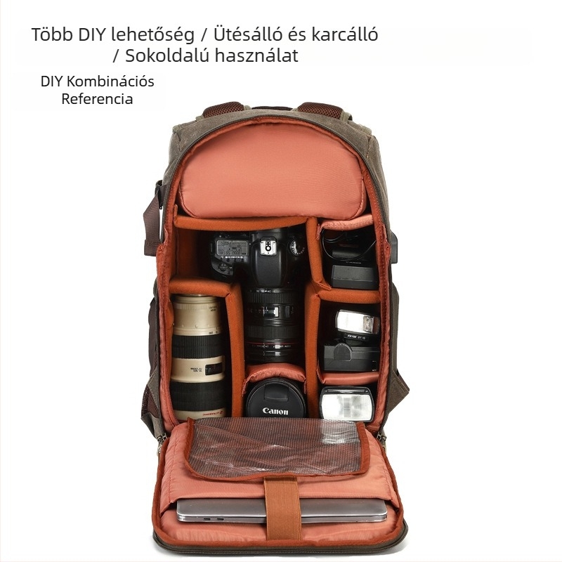 SLR fényképezőgép táska DIY rekeszekkel, poliészter anyagú, Velcro zárás, 008 modell, lélegző és ütésálló