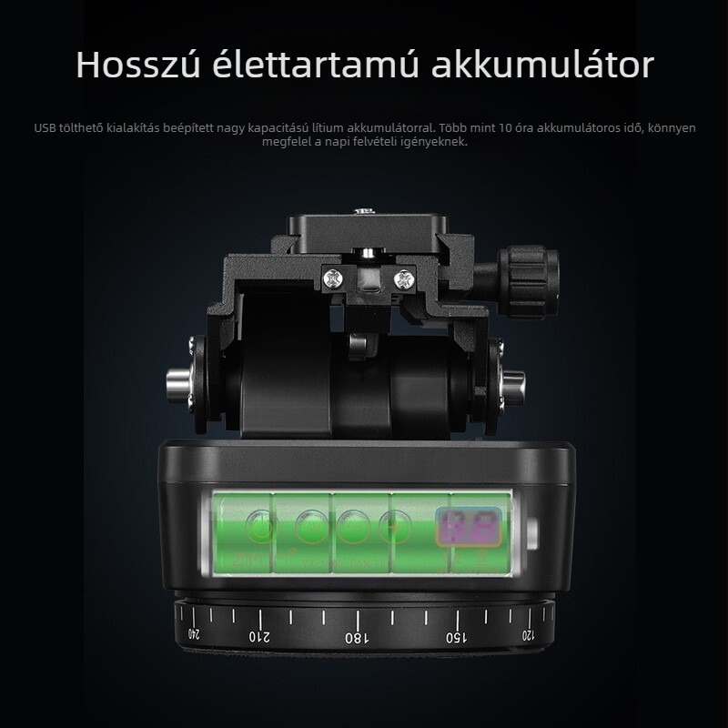 Elektronikus gimbál-stabilizátor okostelefonhoz és kamerához, 360° vízszintes forgás, 70° függőleges billentés, két-tengelyes, alumínium ötvözet, távirányító